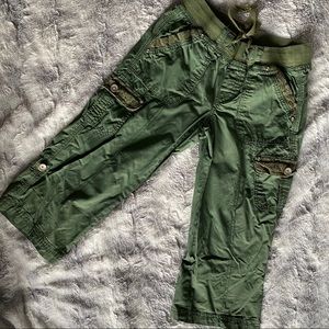 Army green cargo pants for girls - lace trim 12R